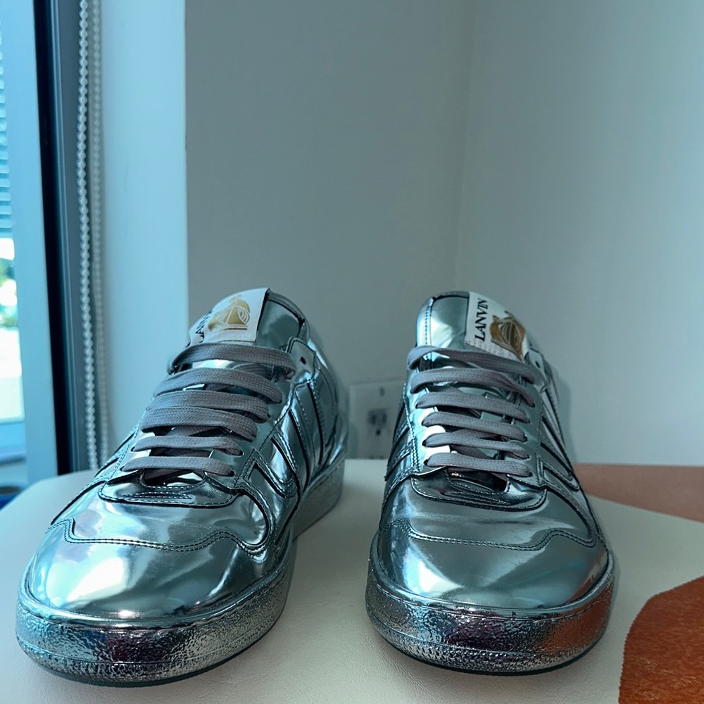 Lanvin Silver Metallic Sneakers